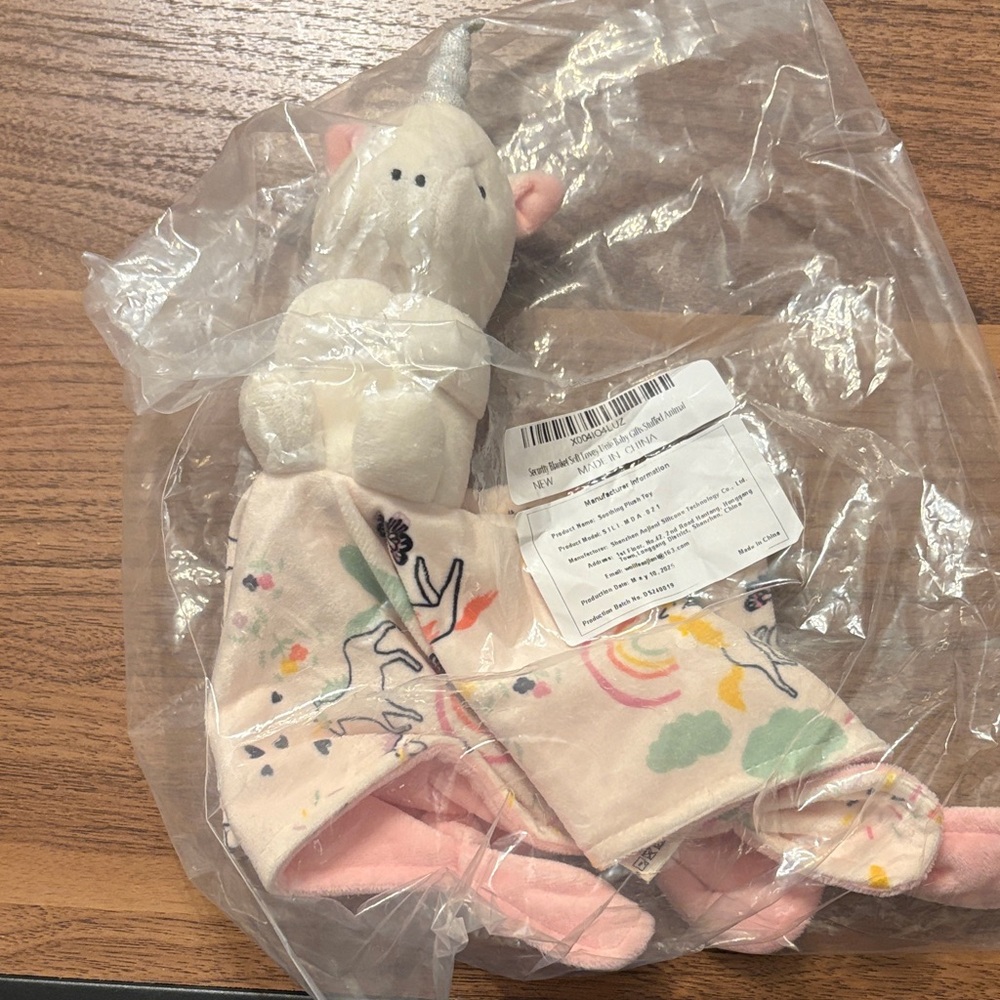 Charming Unicorn Plush Toy with Pink and Cream Details